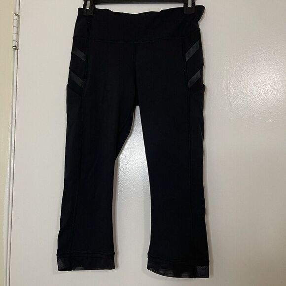 LULULEMON black side mesh pockets cropped leggings size 6 - Picture 1 of 6